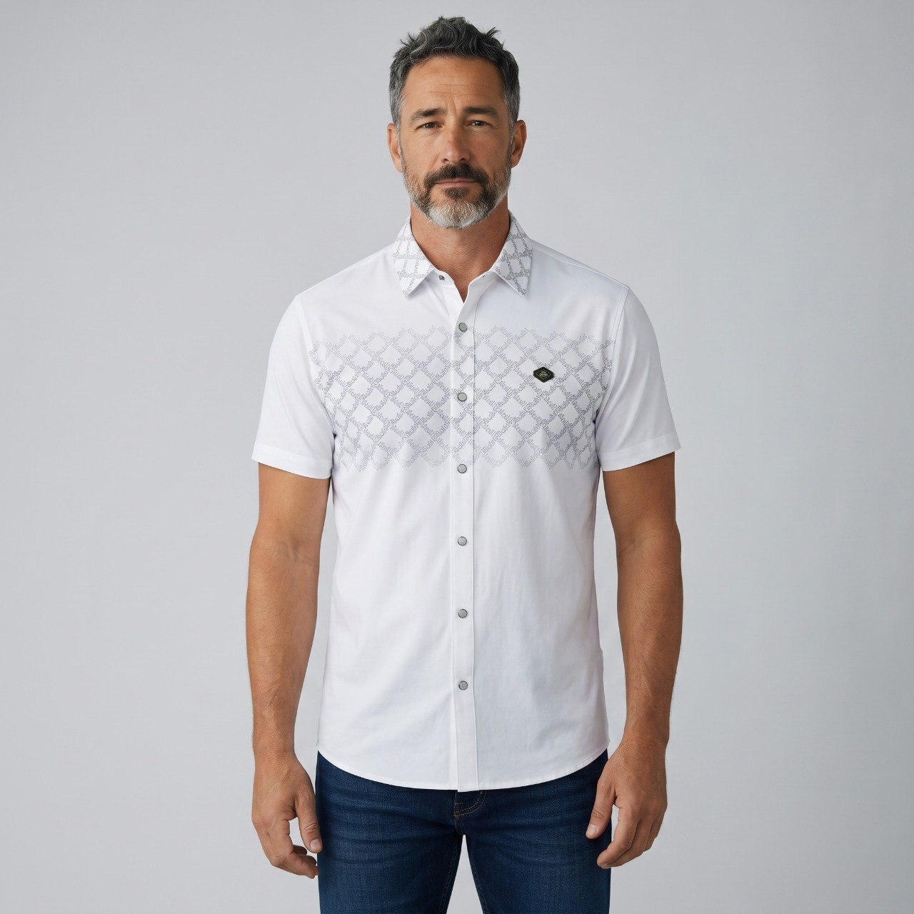 🤍 Dunhill Signature Pattern Short Sleeve Shirt – Refined British Luxury
