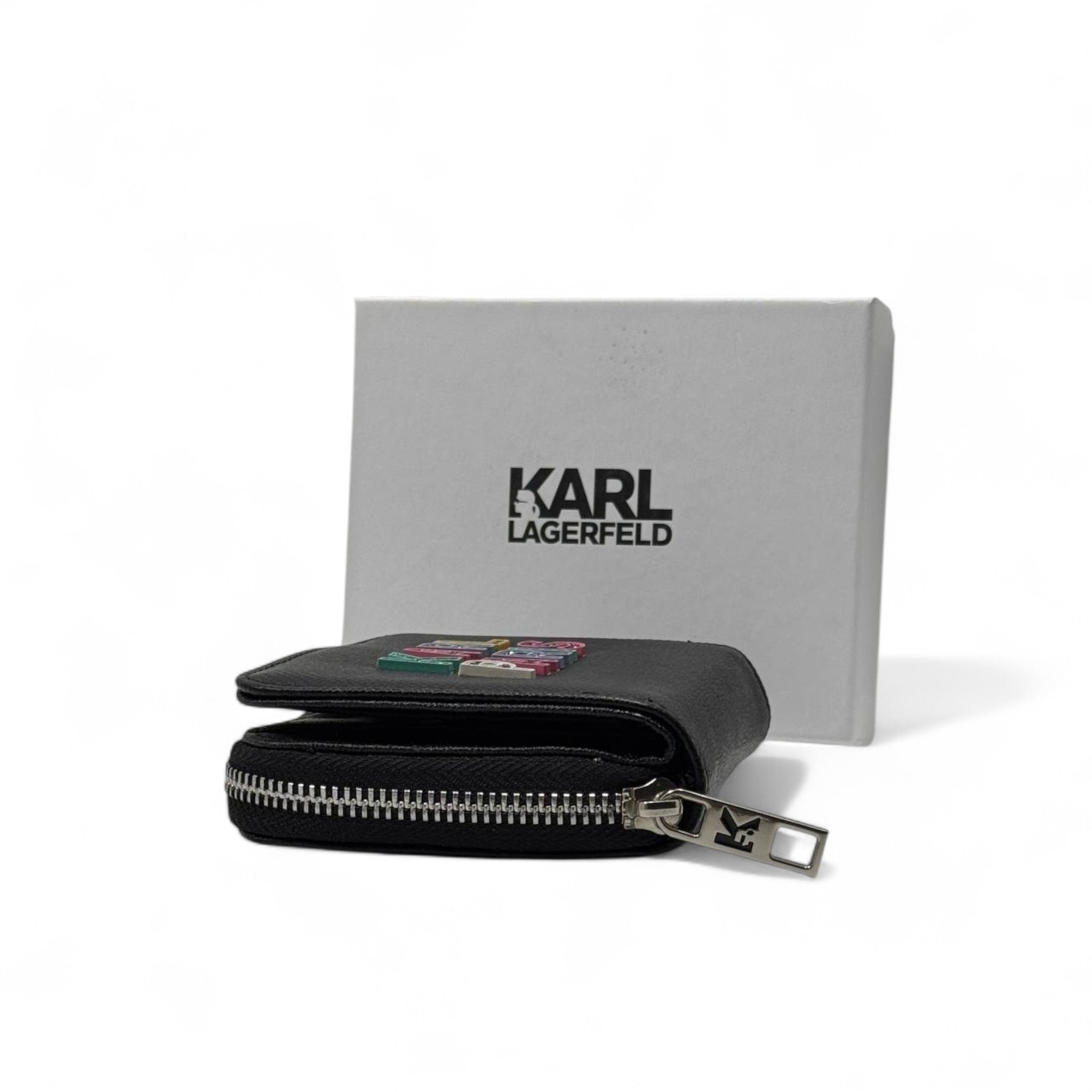 🖤 Karl Lagerfeld Black Wallet – Multicolor KARL PARIS Studded Logo 🌈✨
