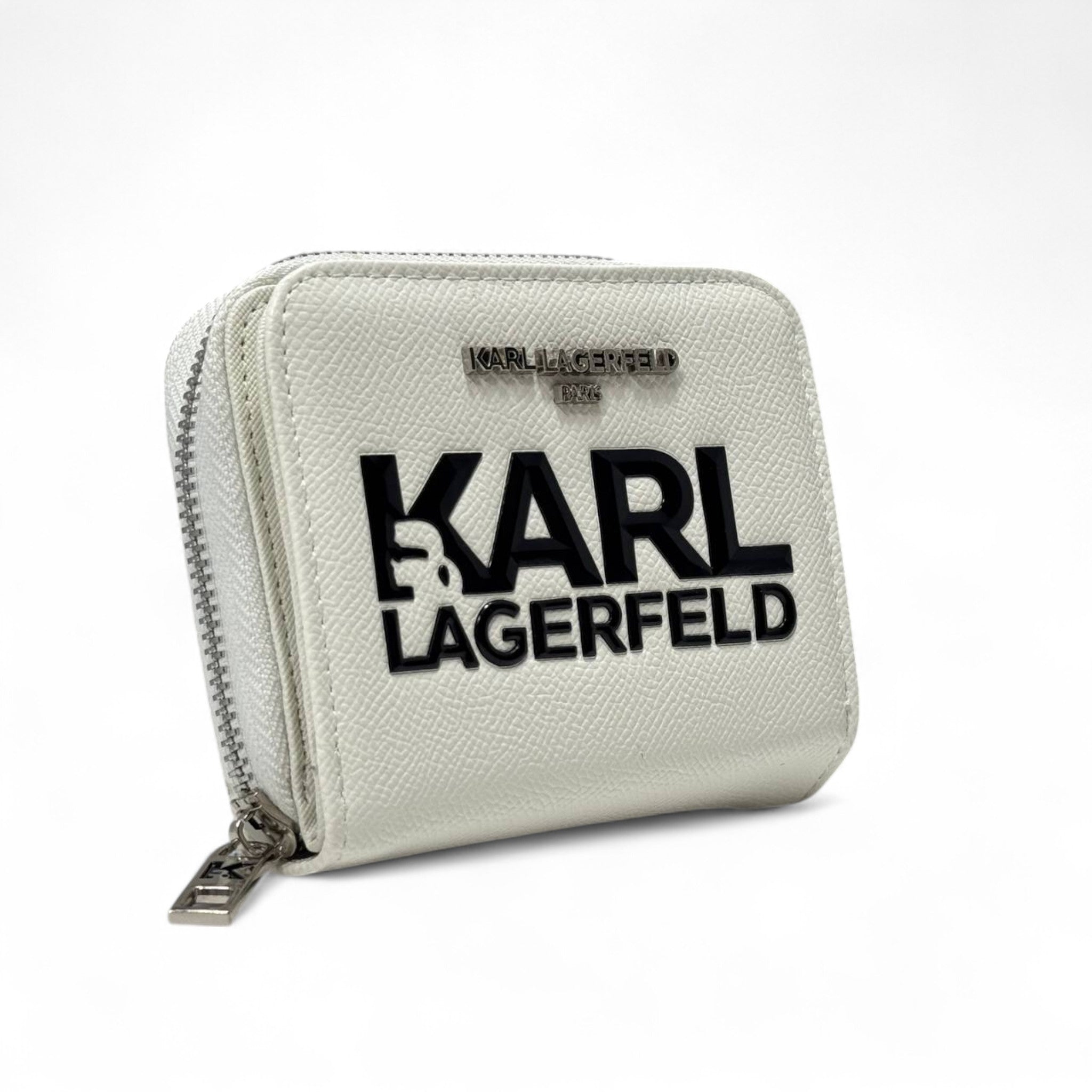 🤍 Karl Lagerfeld White Wallet – Bold 3D Black Logo Edition 🖤✨