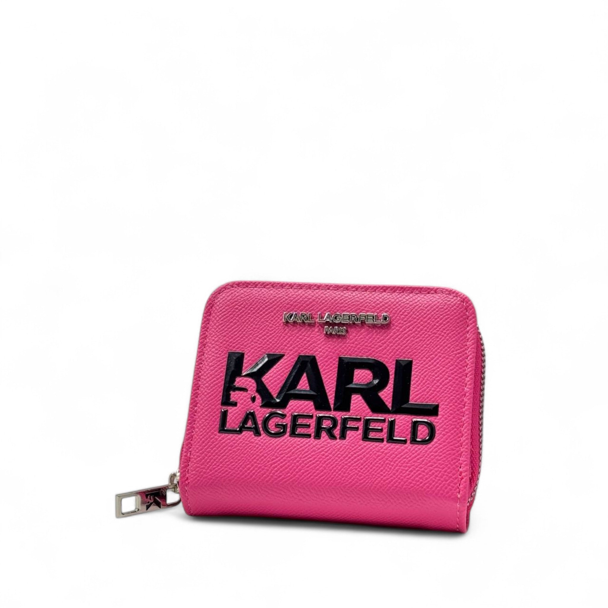 💖 Karl Lagerfeld Pink Wallet – Bold 3D Logo in Black 🖤✨