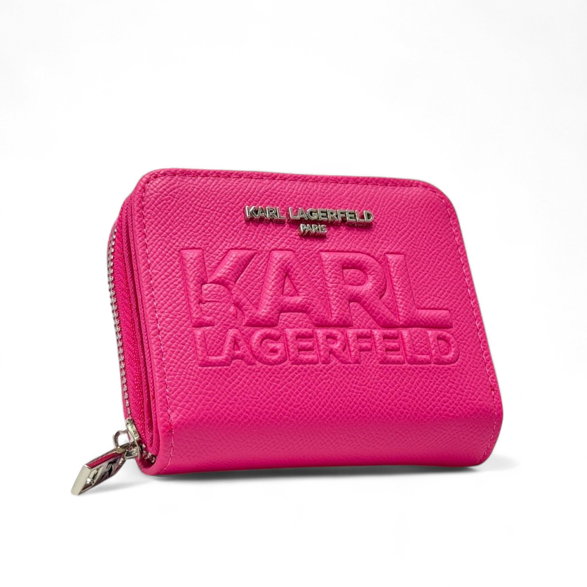 💖 Karl Lagerfeld Hot Pink Wallet – Embossed Logo Edition ✨👛