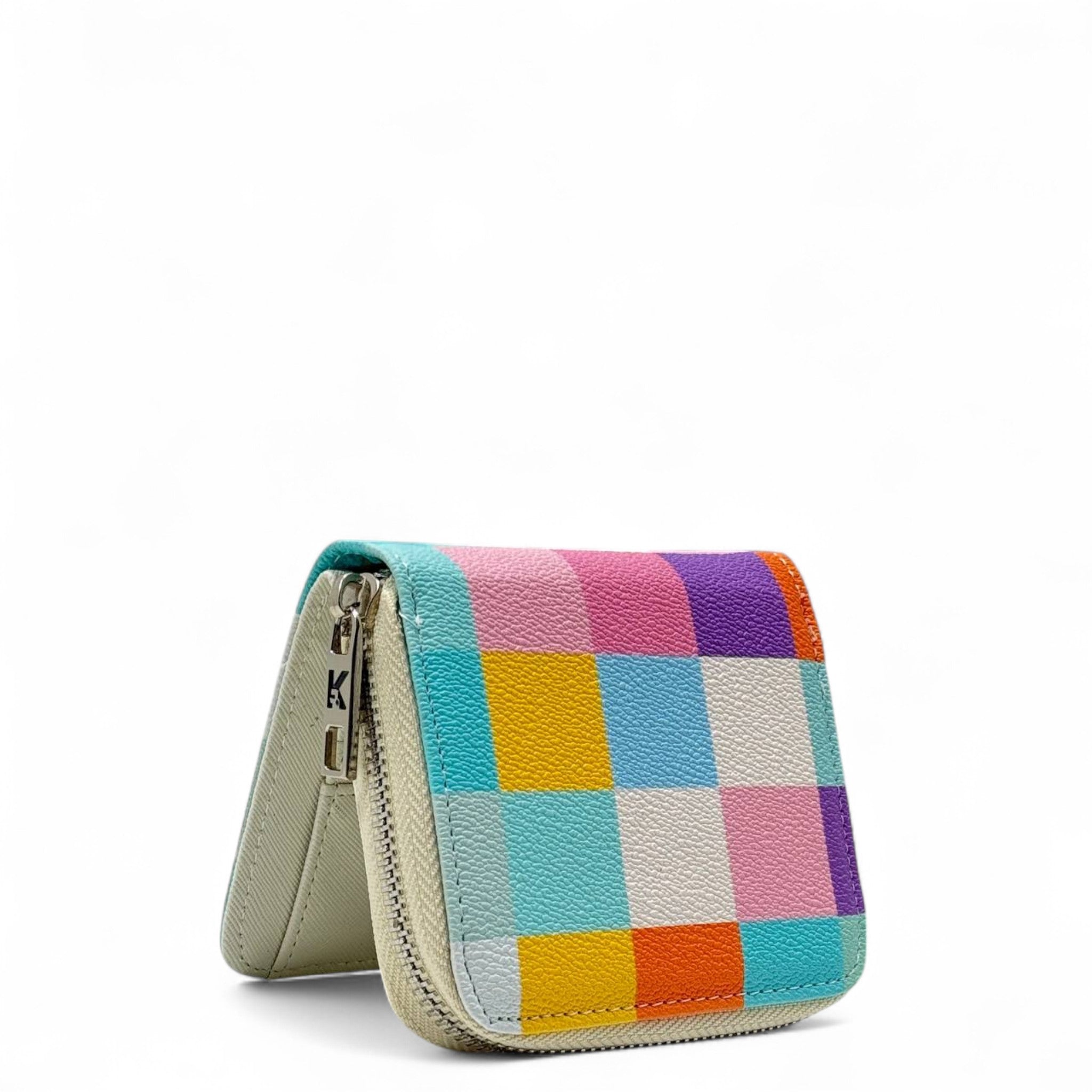 🎨 Karl Lagerfeld Multicolor Check Wallet – Cartoon Karl Edition 🕶️✨👛