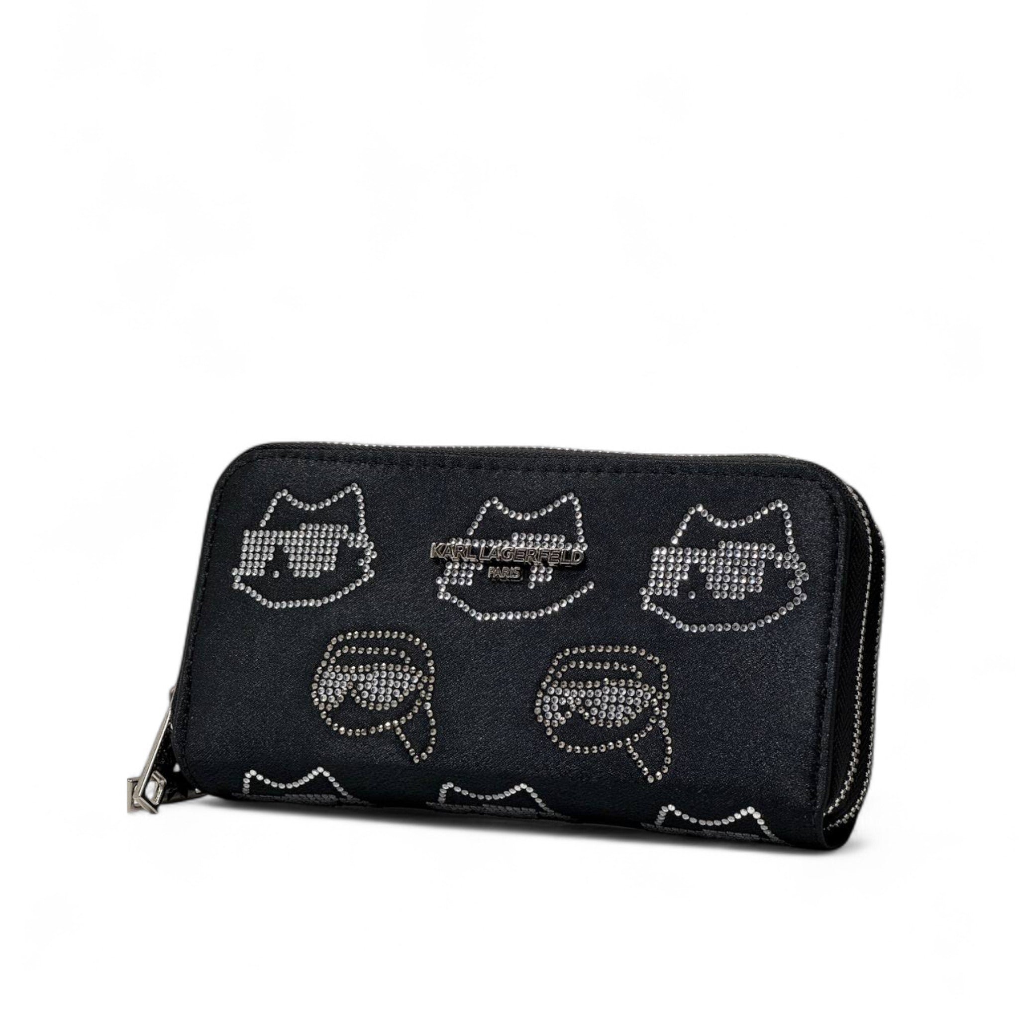 🖤 Karl Lagerfeld Rhinestone Icon Wallet – Black Elegance