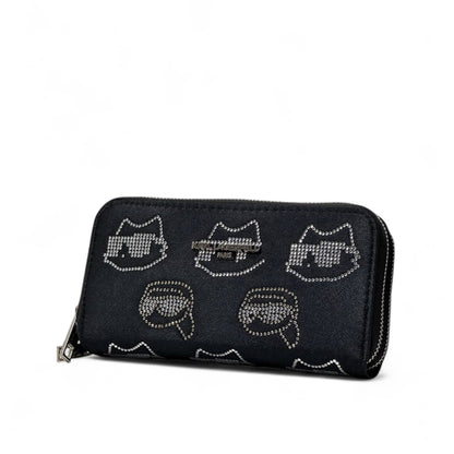 🖤 Karl Lagerfeld Rhinestone Icon Wallet – Black Elegance