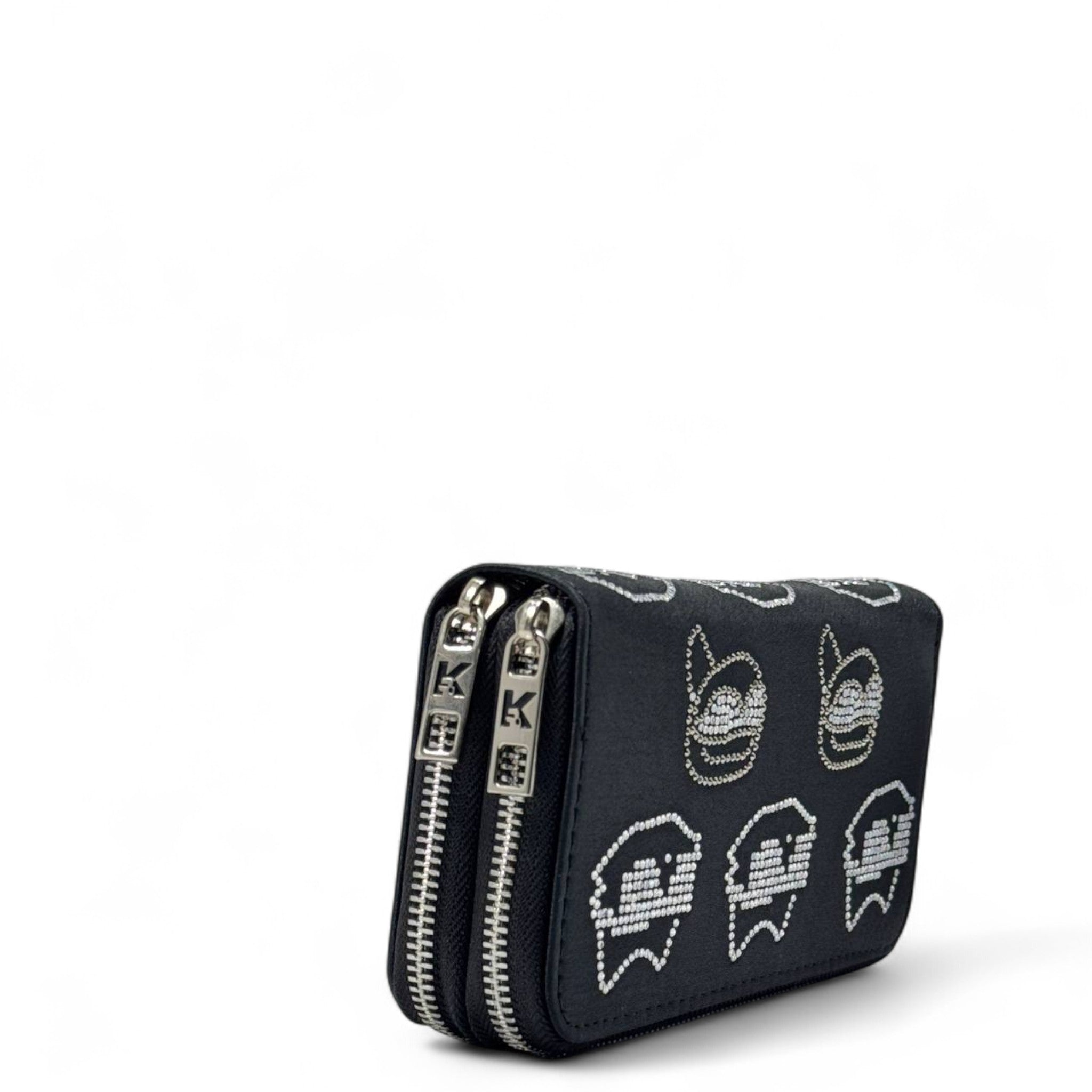 🖤 Karl Lagerfeld Rhinestone Icon Wallet – Black Elegance