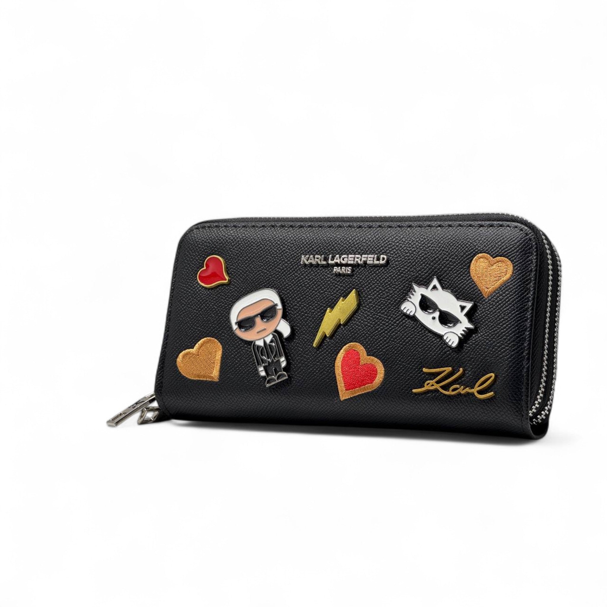 🖤 Karl Lagerfeld Black Zip Wallet – Limited Icon Patch Edition 🖤