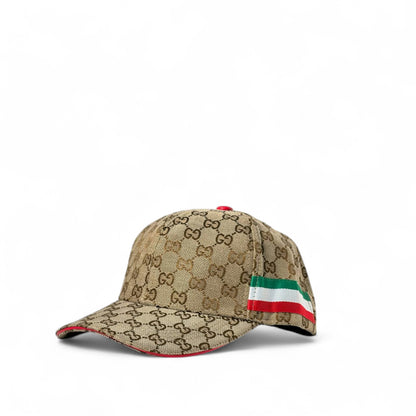 Gucci Beige Monogram Cap with Italian Flag Stripe 🇮🇹🧢