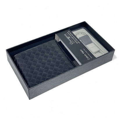 Calvin Klein Woven Leather Wallet & Keychain Gift Set