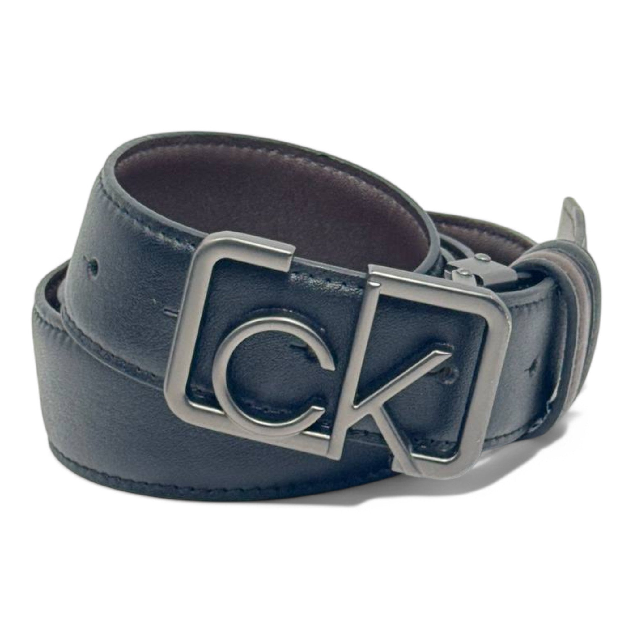 Calvin Klein Black Leather Belt – Signature CK Logo Buckle