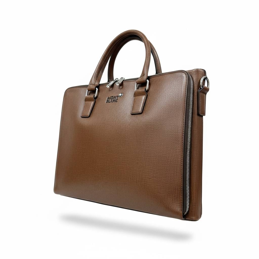 🤎 Montblanc Leather Briefcase – Luxury Brown Executive Laptop Bag