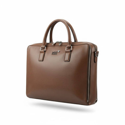 🤎 Montblanc Leather Briefcase – Luxury Brown Executive Laptop Bag