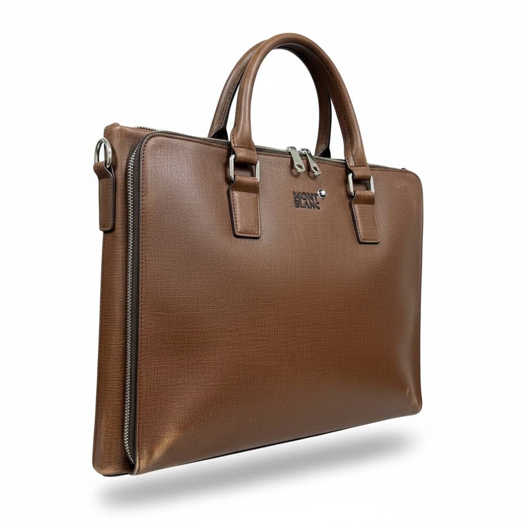 🤎 Montblanc Leather Briefcase – Luxury Brown Executive Laptop Bag
