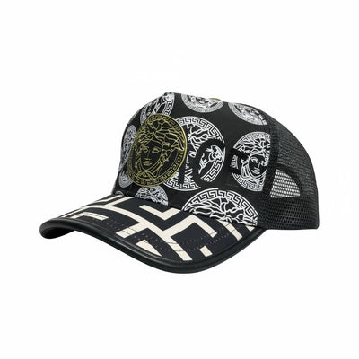 🖤 Versace Medusa Print Baseball Cap – Black & Gold Luxury Designer Hat