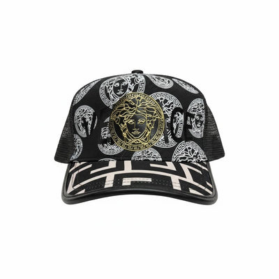 🖤 Versace Medusa Print Baseball Cap – Black & Gold Luxury Designer Hat
