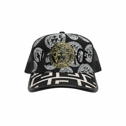 🖤 Versace Medusa Print Baseball Cap – Black & Gold Luxury Designer Hat