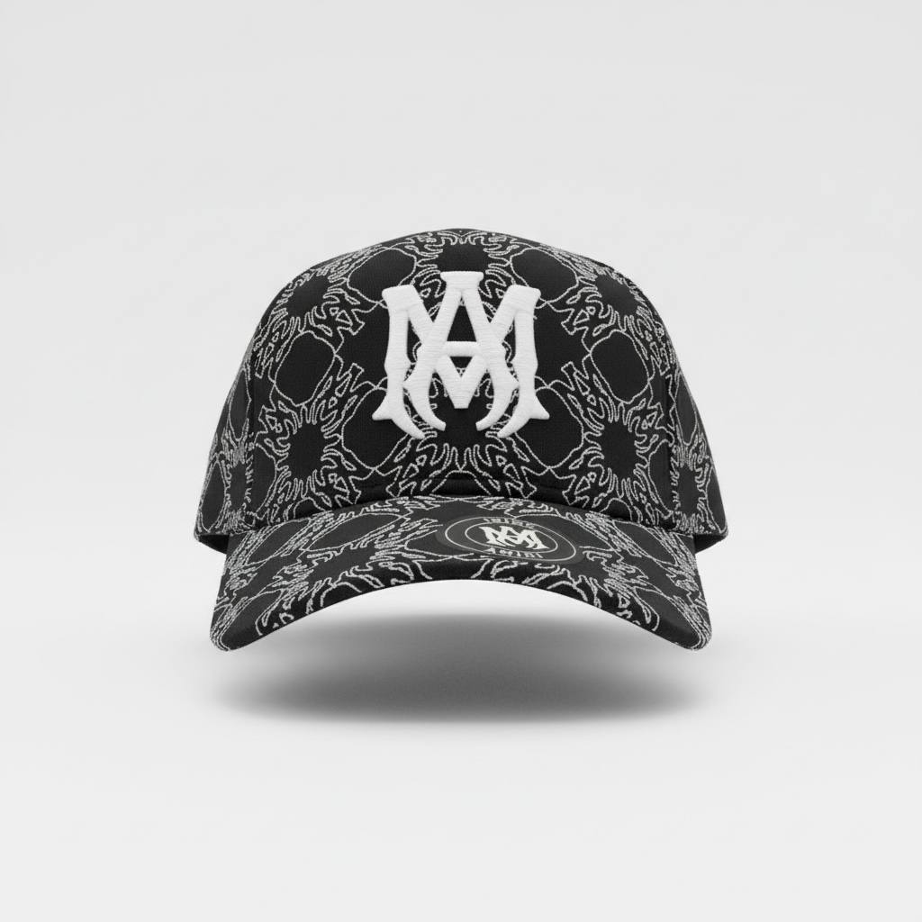 🖤 AMIRI Logo Skull Baseball Cap – Black Designer Streetwear Hat