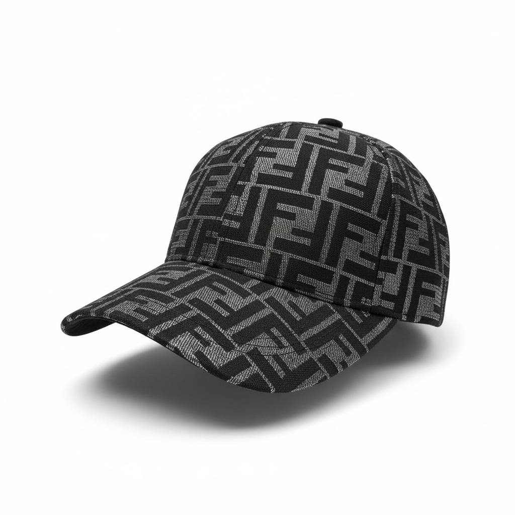 🖤 Fendi FF Monogram Baseball Cap –  silver Luxury Designer Hat