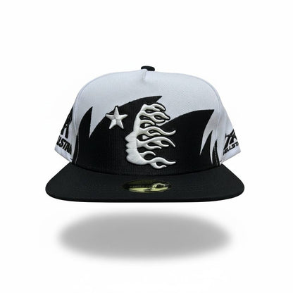 ⚫ Hellstar Flame Snapback Cap – Black & White Streetwear Hat