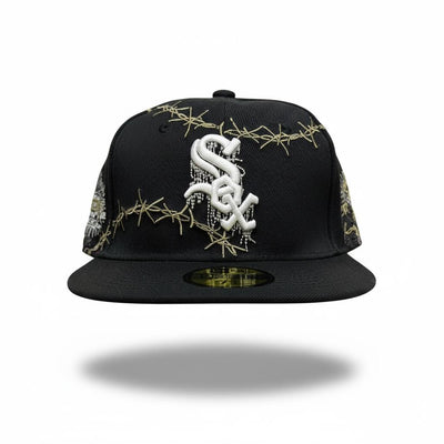 🧢 Chicago White Sox Black Fitted Cap – Barbed Wire Streetwear Edition ⚾