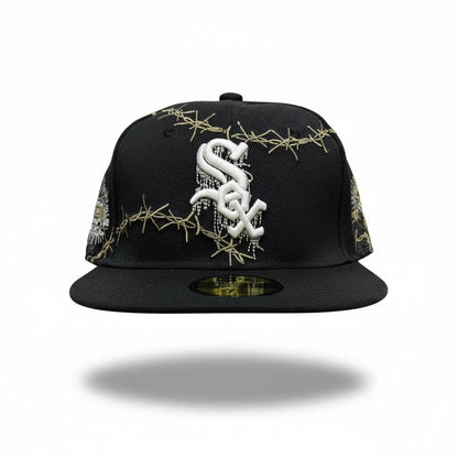 🧢 Chicago White Sox Black Fitted Cap – Barbed Wire Streetwear Edition ⚾