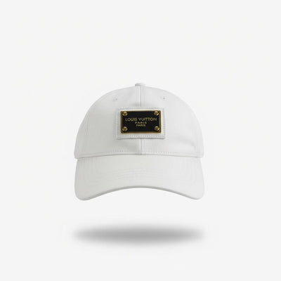 ✨ Louis Vuitton Paris Metal Logo Cap – White Luxury Baseball Hat
