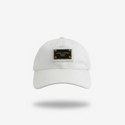 ✨ Louis Vuitton Paris Metal Logo Cap – White Luxury Baseball Hat