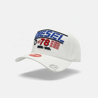 🧢 Diesel D78 White Cap – Bold Logo Racing Streetwear Style 🔥