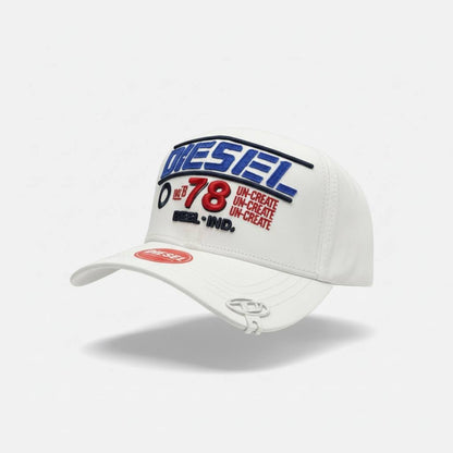 🧢 Diesel D78 White Cap – Bold Logo Racing Streetwear Style 🔥