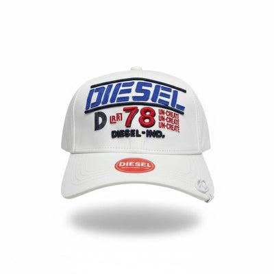 🧢 Diesel D78 White Cap – Bold Logo Racing Streetwear Style 🔥