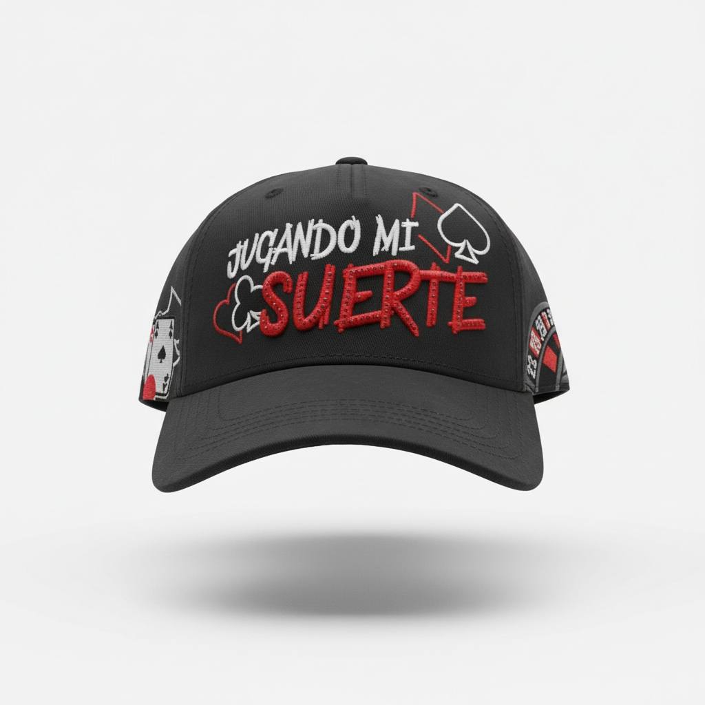 🧢 “Jugando Mi Suerte” Poker Cap – Casino Streetwear Edition ♠️♦️