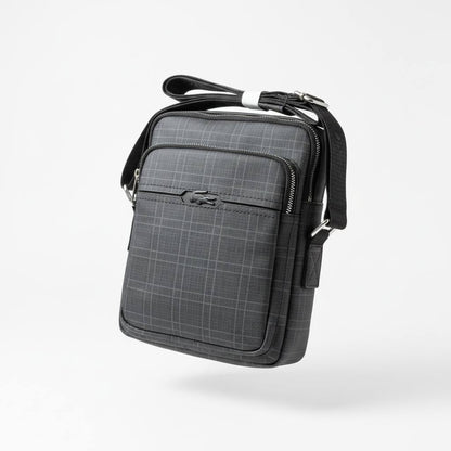 Lacoste Grey Check Crossbody Bag – Premium Compact Messenger Bag 🐊🩶✨