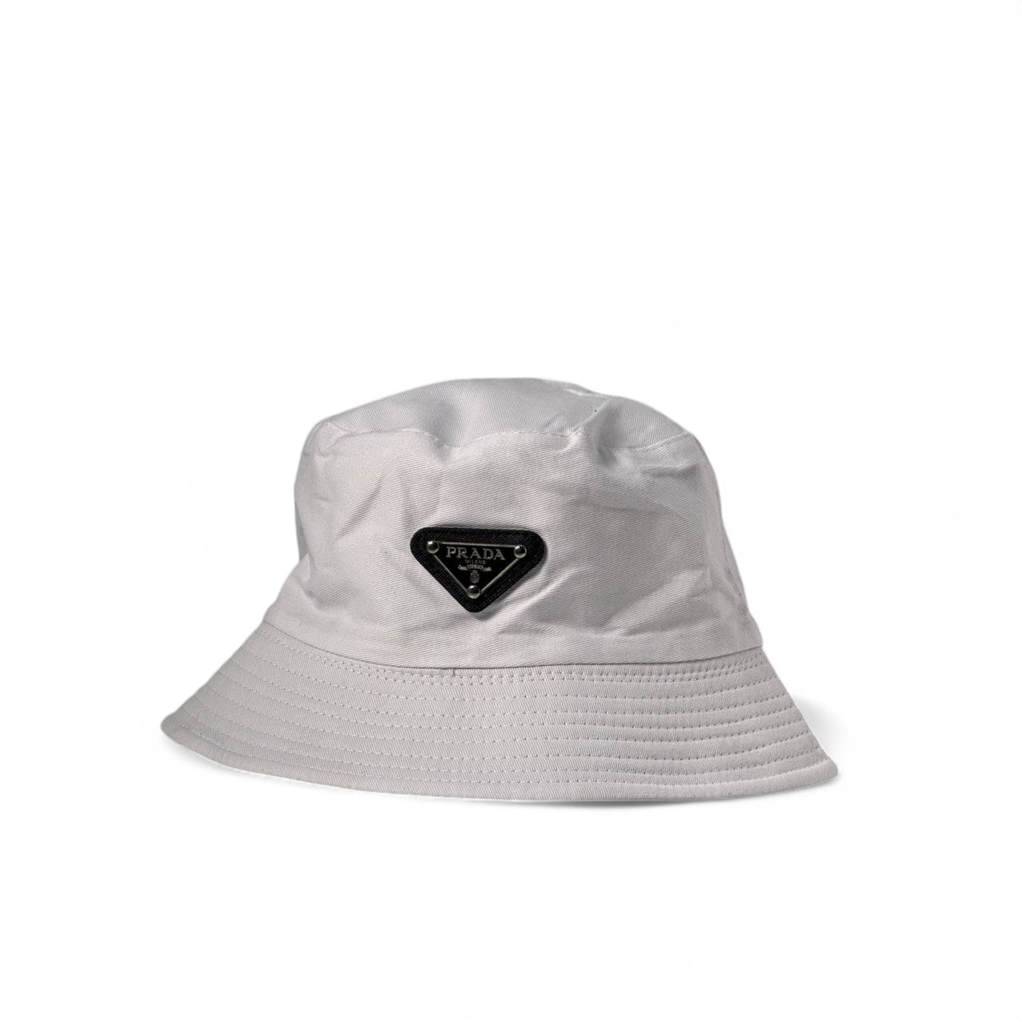 🧢 Prada Classic White Bucket Hat – Minimalist Icon 🖤