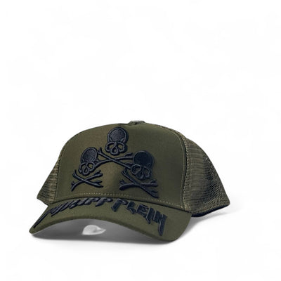 Philipp Plein Skull Trio Cap – Military Green Trucker Hat