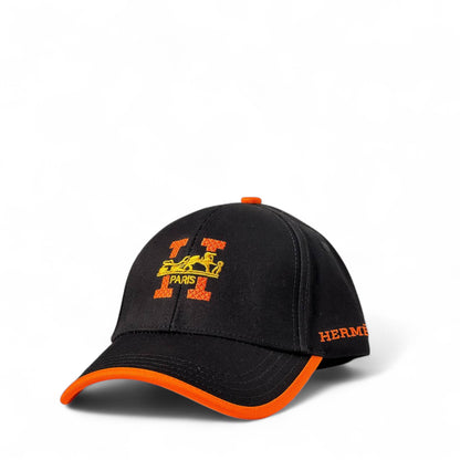 Hermès Paris Prestige Cap 🧡 Black & Orange Luxury Vibe