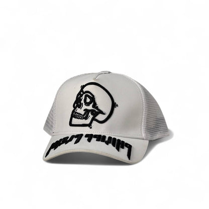 Philipp Plein Mesh Skull Cap 🧠💀 | White Trucker with Bold Black Edge