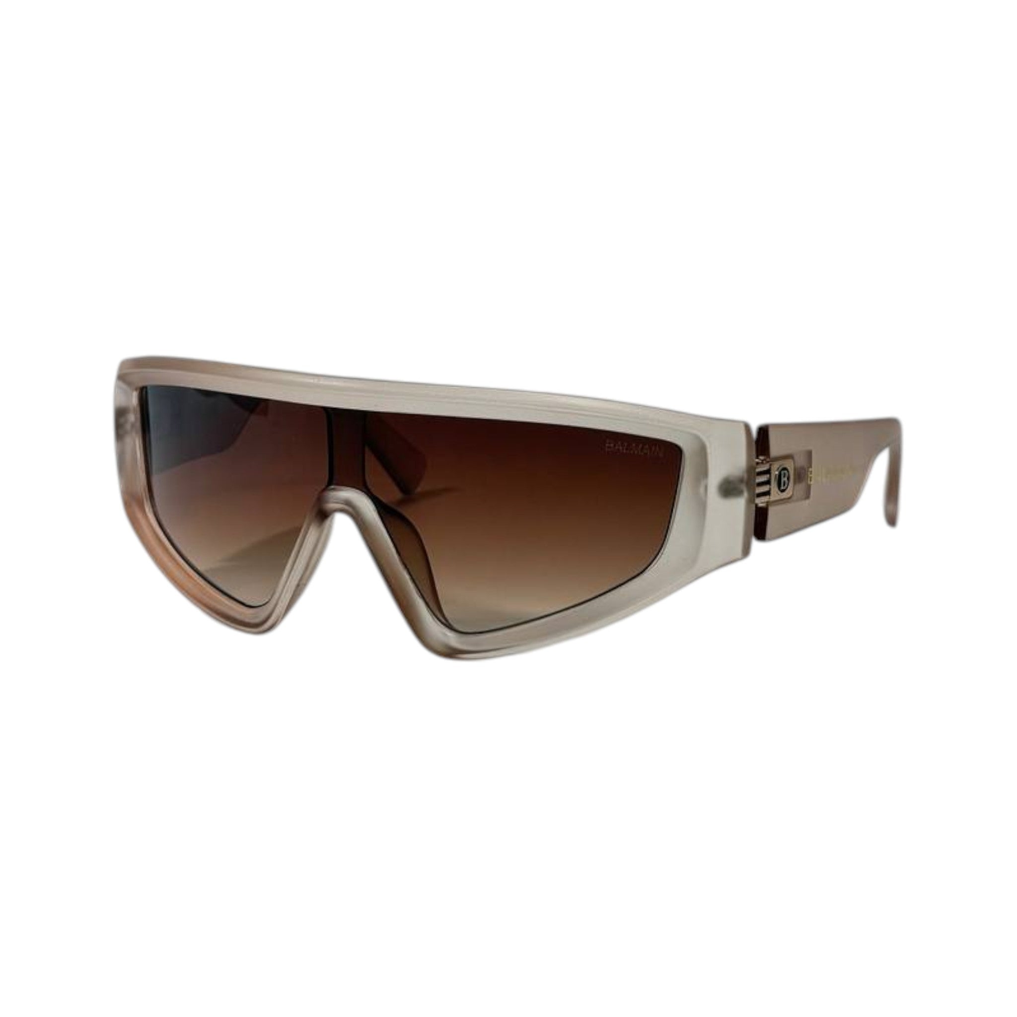🕶️ Balmain Shield Visor Sunglasses – Champagne Gold Luxury Edition