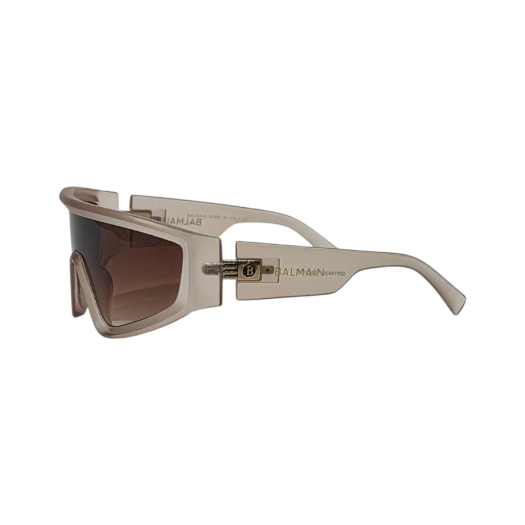 🕶️ Balmain Shield Visor Sunglasses – Champagne Gold Luxury Edition