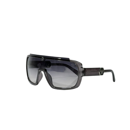 🕶️ Philipp Plein Oversized Shield Sunglasses – Smoke Grey Edition