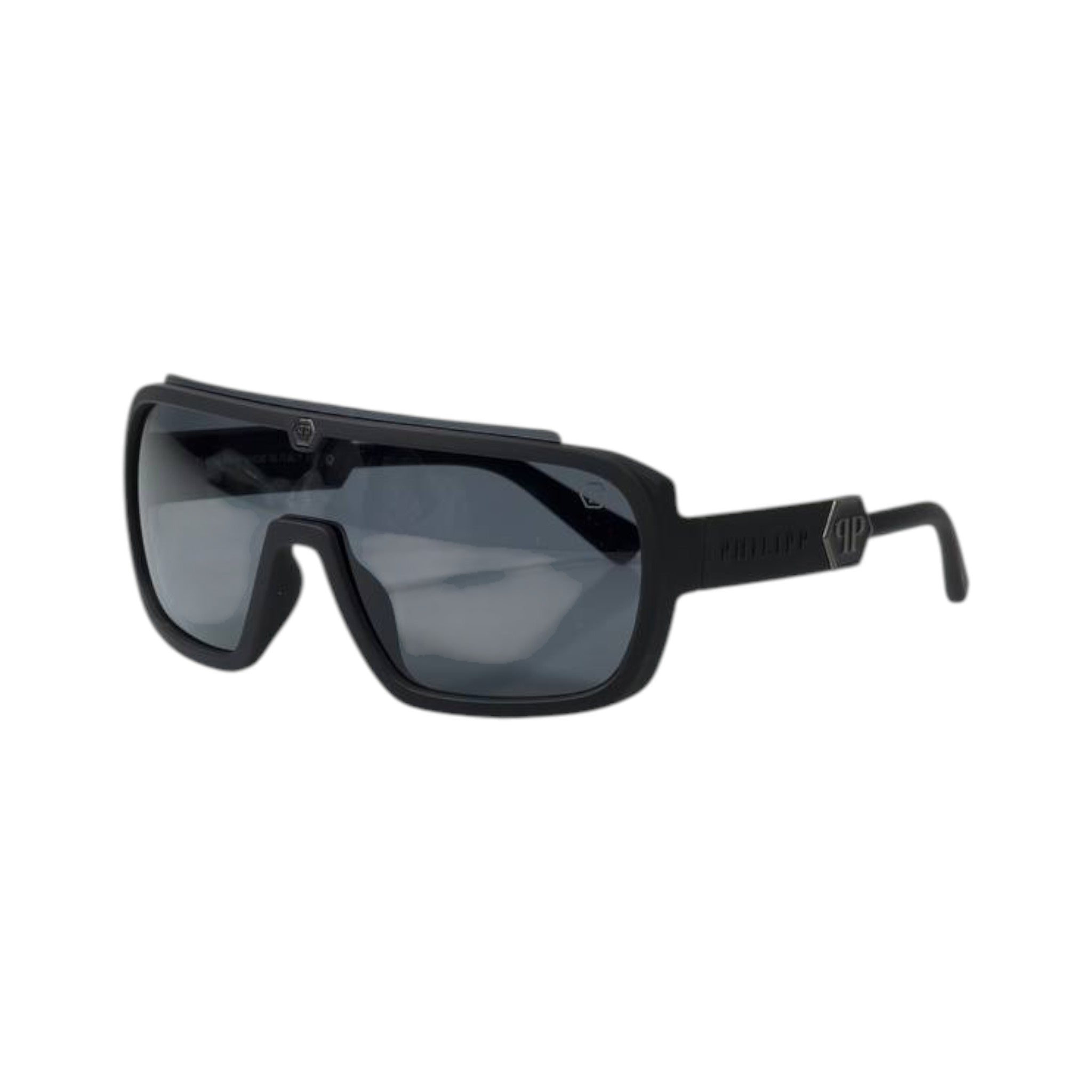 🕶️ Philipp Plein Oversized Shield Sunglasses – Matte Black Edition