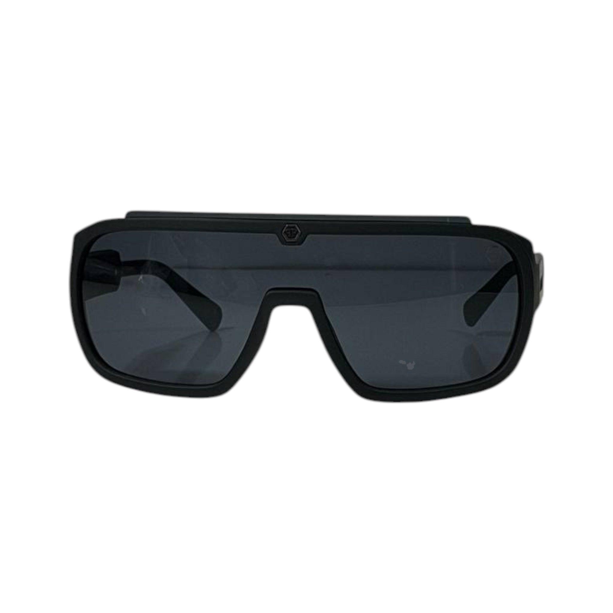 🕶️ Philipp Plein Oversized Shield Sunglasses – Matte Black Edition