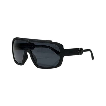 🕶️ Philipp Plein Oversized Shield Sunglasses – Matte Black Edition
