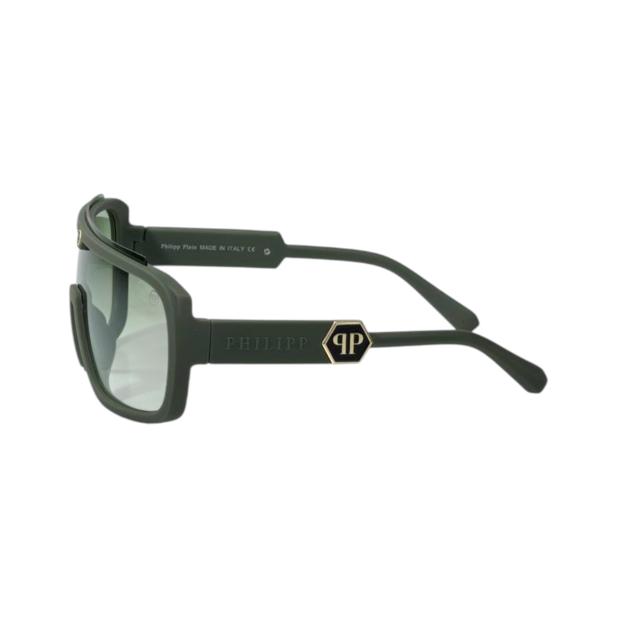 🕶️ Philipp Plein Shield Sunglasses – Olive Green Luxury Edition