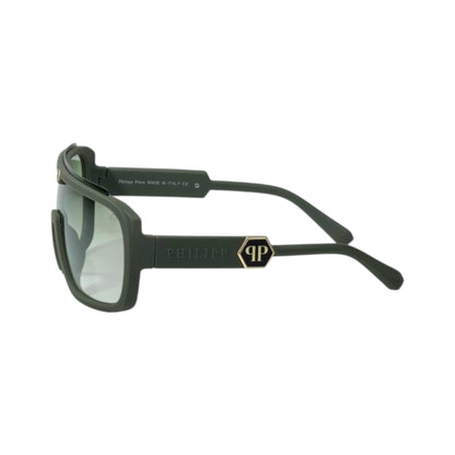 🕶️ Philipp Plein Shield Sunglasses – Olive Green Luxury Edition