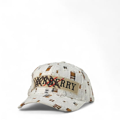Burberry-Inspired White Distressed Cap – Luxe Rebel Look 🤍🧢