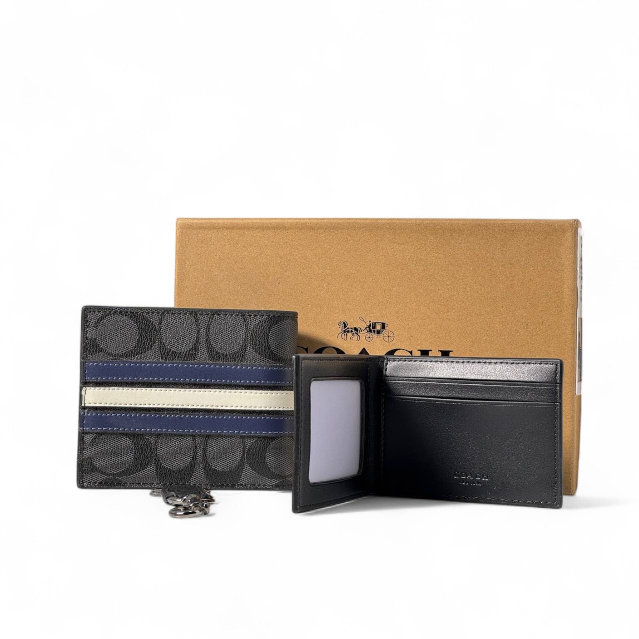 Coach 3-Piece Signature Gift Set – Wallet, Card Holder & Key Ring 🎁🖤