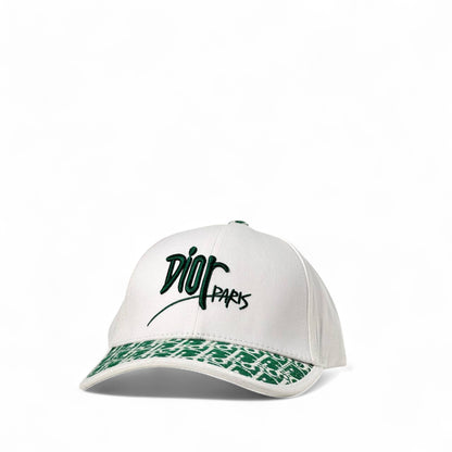 🤍 Dior-Inspired White & Green Cap – Fresh, Clean, Paris Street Luxe 🌿🧢