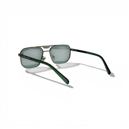 Prada Luxury Aviator Sunglasses – Silver Frame with Green Temples 🕶️✨