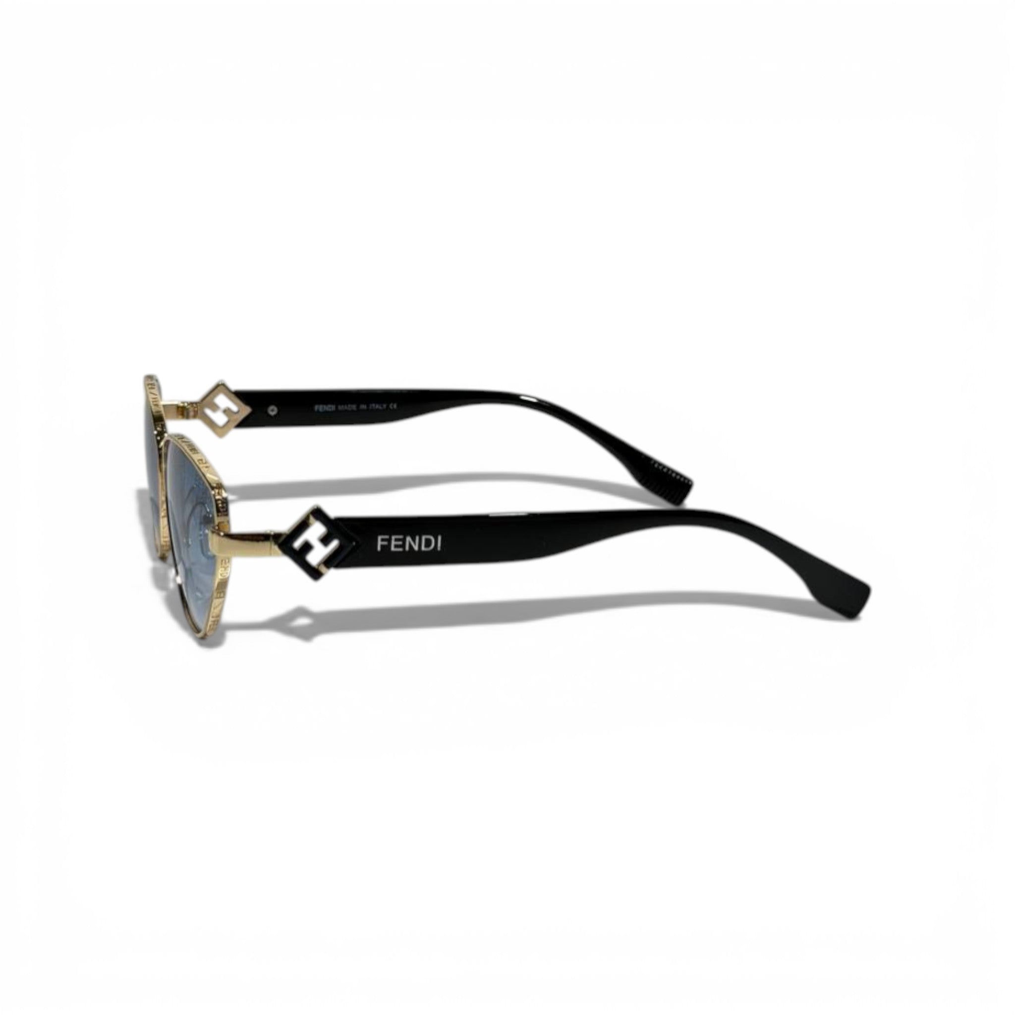 Fendi FF Round Sunglasses – Gold Frame Blue Gradient Luxury Eyewear 🕶️✨