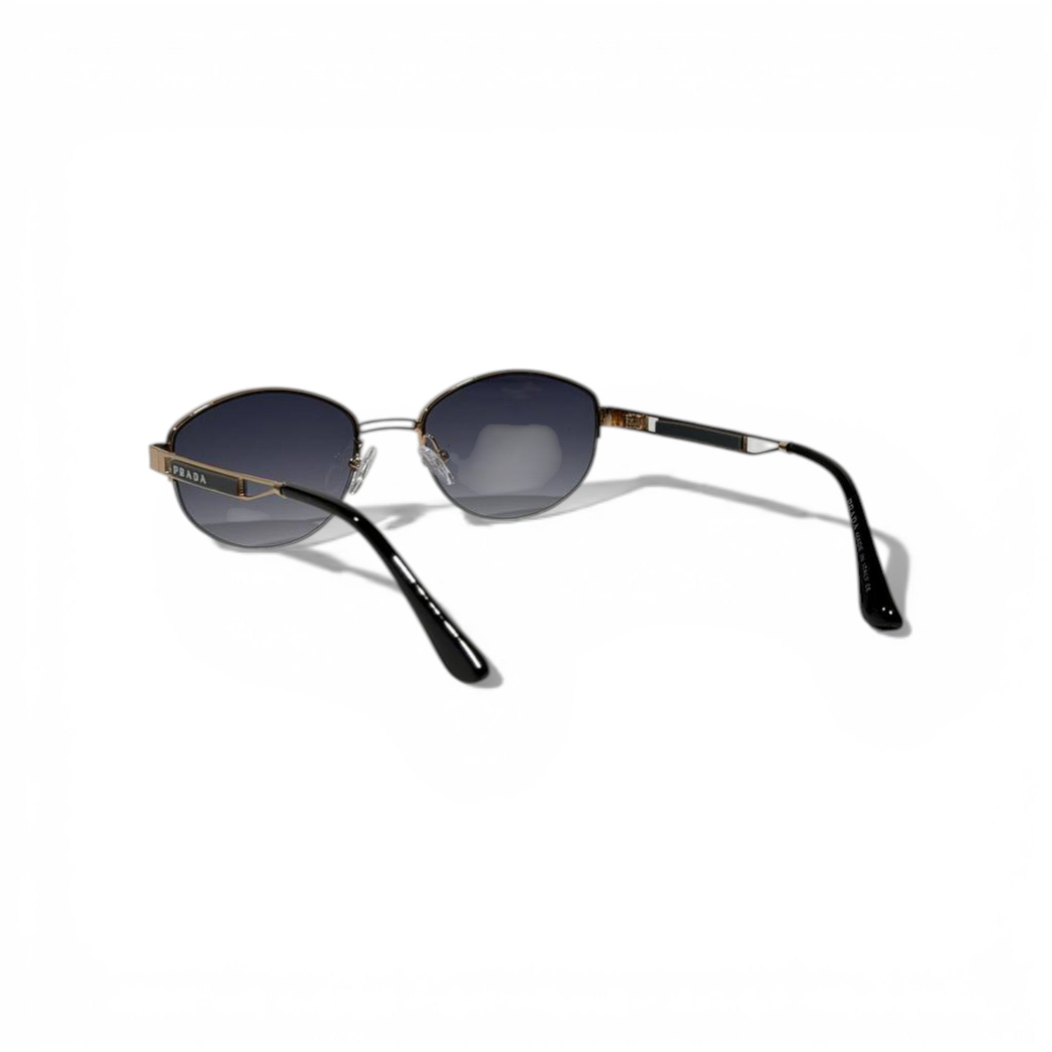 Prada Round Metal Sunglasses – Gold Frame Grey Gradient Designer Eyewear 🕶️✨
