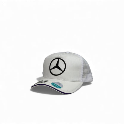 🧢 Mercedes-Benz White Mesh Trucker Cap – Classic Star Logo Edition